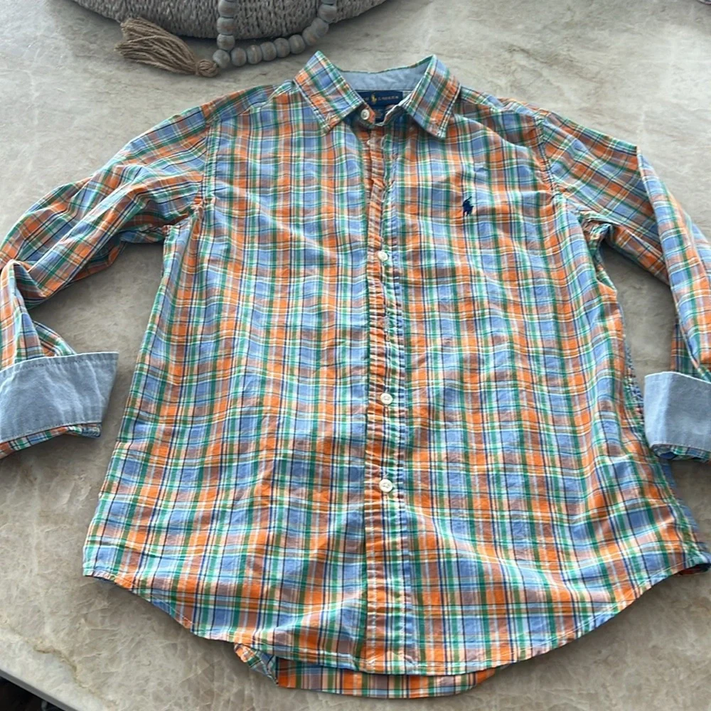Ralph Lauren Shirt Plaid Button Down Boys Large (14/16)